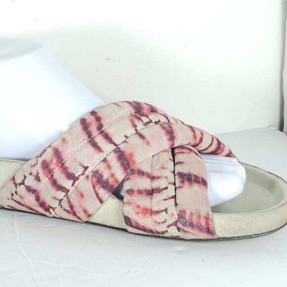 ISABEL MARANT Women's EU39 US8-8,5 Holden Velvet Pink Tie Dye Slide Sandals - Picture 16 of 16